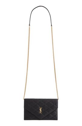 Saint Laurent Saint Laurent Paris Diamond Quilted Satin Wallet on a Chain