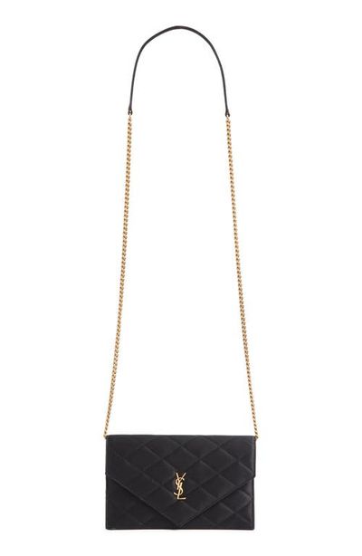 Saint Laurent Saint Laurent Paris Diamond Quilted Satin Wallet on a Chain