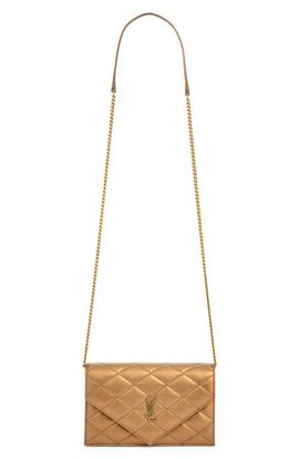 Saint Laurent Saint Laurent Paris Metallic Leather Chain Wallet