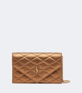 Saint Laurent Saint Laurent Paris metallic leather wallet on chain