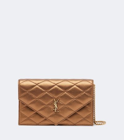 Saint Laurent Saint Laurent Paris metallic leather wallet on chain