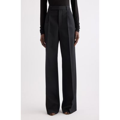 Saint Laurent Saint Laurent Pleated Wide Leg Wool Trousers