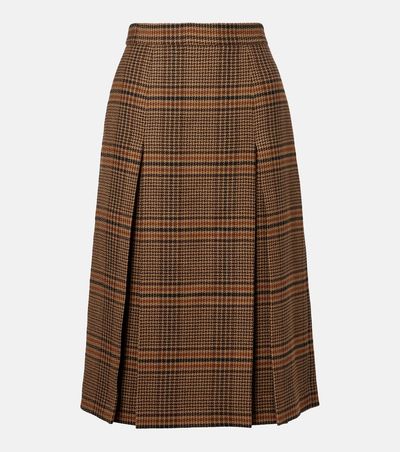 Saint Laurent Saint Laurent Prince of Wales wool midi skirt