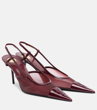 Saint Laurent Saint Laurent RenÃ©e leather-trimmed slingback pumps
