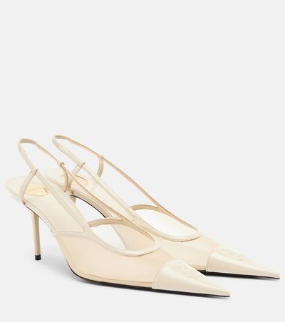 Saint Laurent Saint Laurent RenÃ©e mesh and leather slingback pumps