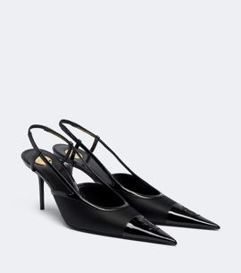 Saint Laurent Saint Laurent Renée satin and leather slingback pumps