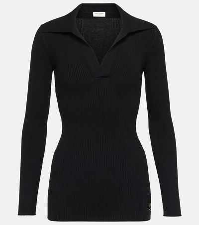 Saint Laurent Saint Laurent Ribbed-knit polo sweater