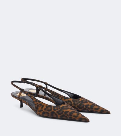 Saint Laurent Saint Laurent Secret leopard-print slingback pumps