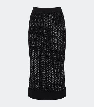 Saint Laurent Saint Laurent Semi-sheer pointelle midi skirt