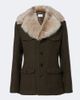 Saint Laurent Saint Laurent Shearling-trimmed wool-blend tweed jacket - 1