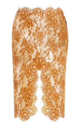 Saint Laurent Saint Laurent SiliconeCoated Lace Midi Skirt