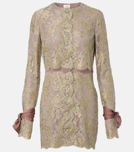Saint Laurent Saint Laurent Silk-trimmed lace minidress