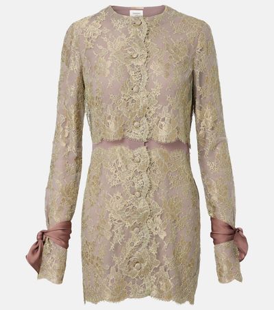 Saint Laurent Saint Laurent Silk-trimmed lace minidress