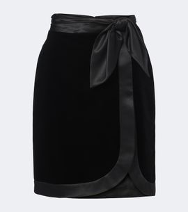 Saint Laurent Saint Laurent Silk-trimmed velvet wrap skirt
