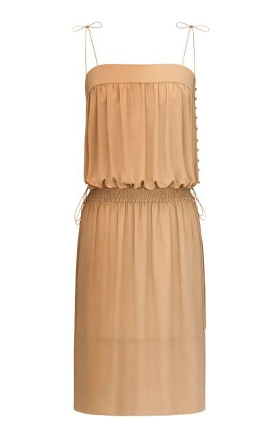 Saint Laurent Saint Laurent Silk Crepe de Chine Midi Balloon Dress