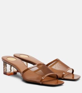 Saint Laurent Saint Laurent Sip leather-trimmed mesh mules