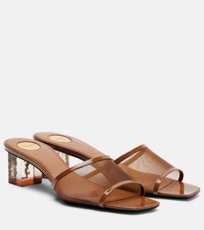 Saint Laurent Saint Laurent Sip leather-trimmed mesh mules