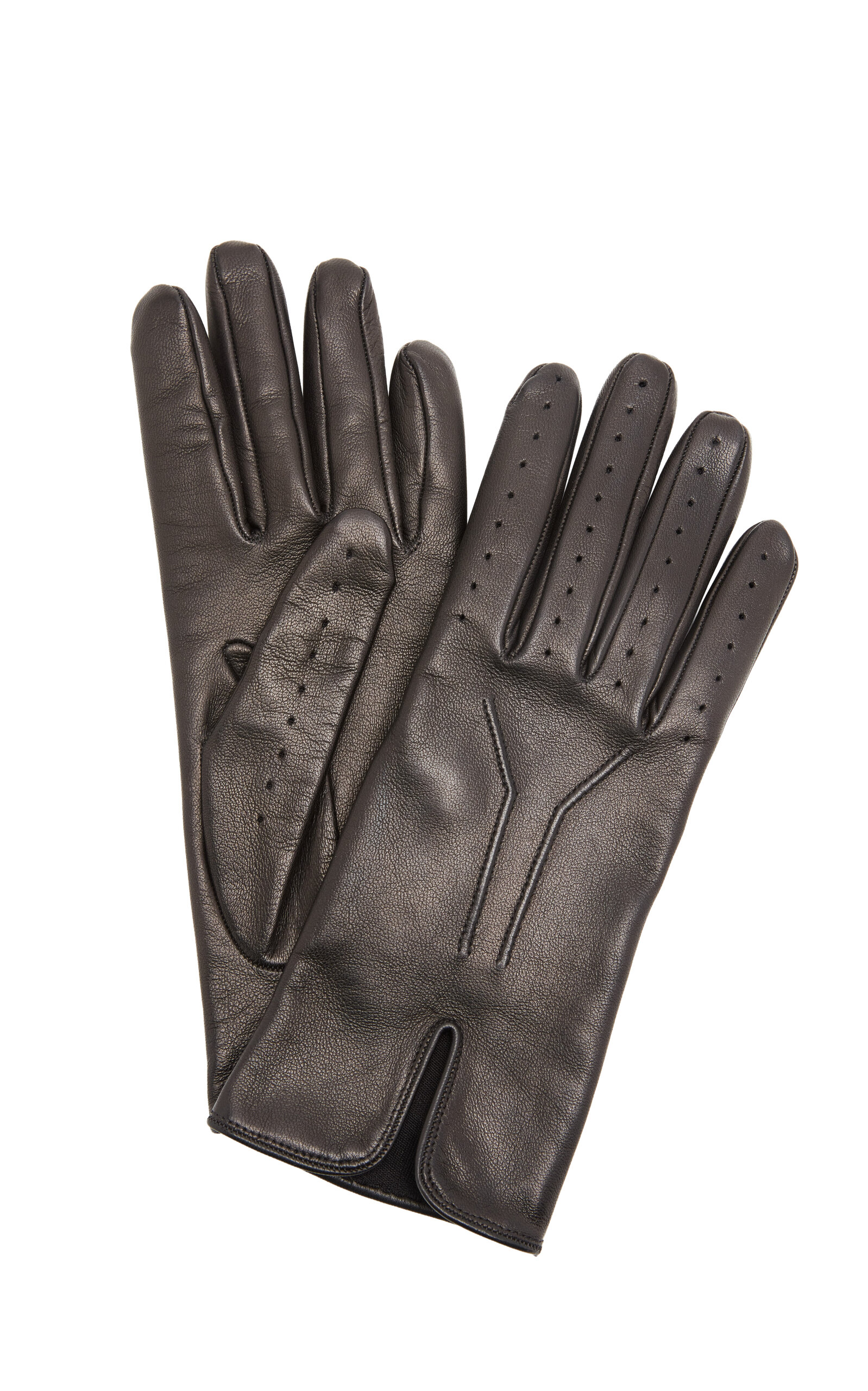 Saint Laurent Saint Laurent Slit LeatherSilk Gloves