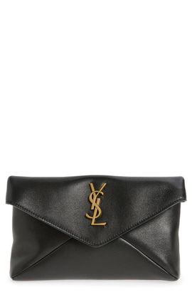 Saint Laurent Saint Laurent Small Cassandre Leather Envelope Pouch Clutch