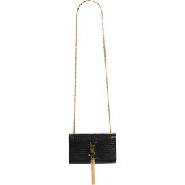 Saint Laurent Saint Laurent Small Kate Croc Embossed Leather Shoulder Bag