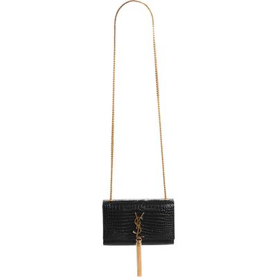 Saint Laurent Saint Laurent Small Kate Croc Embossed Leather Shoulder Bag
