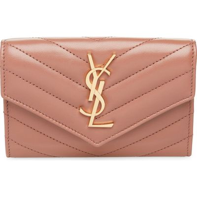 Saint Laurent Saint Laurent Small Matelassé Leather Envelope Wallet