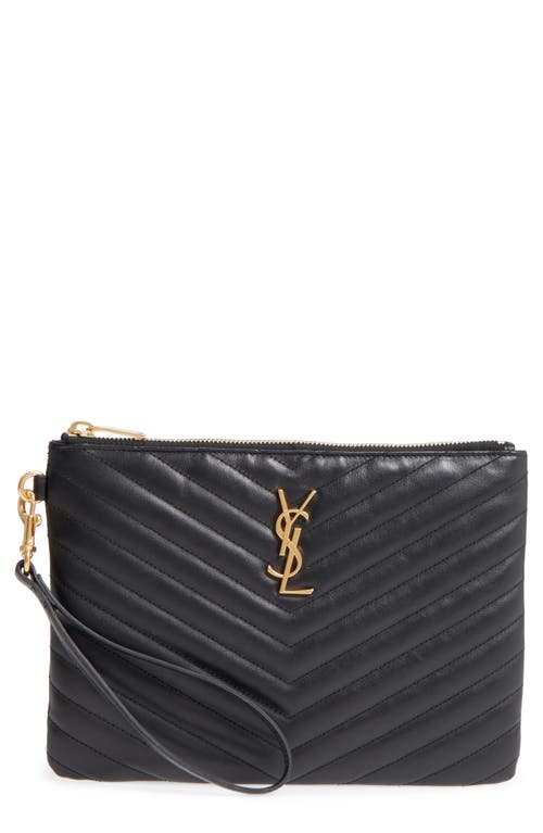 Saint Laurent Saint Laurent 'Small Monogram' Print Leather Wristlet