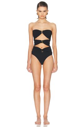 Saint Laurent Saint Laurent Strapless Cutout One Piece Swimsuit