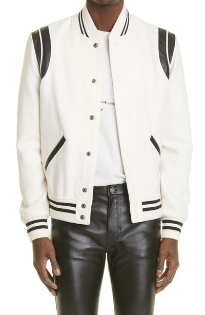 Saint Laurent Saint Laurent Teddy Stretch Wool Varsity Jacket