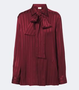 Saint Laurent Saint Laurent Tie-neck striped silk jacquard blouse