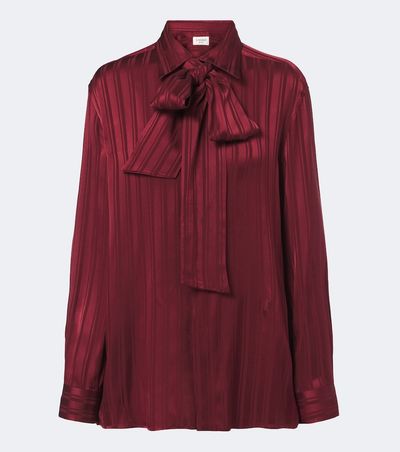 Saint Laurent Saint Laurent Tie-neck striped silk jacquard blouse