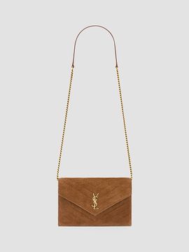 Saint Laurent Saint Laurent Women's Cassandre Envelope Chain Wallet in Suede