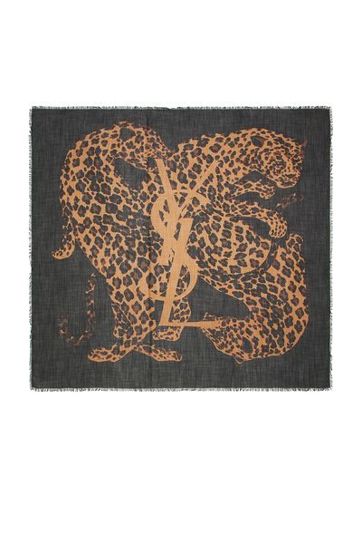 Saint Laurent Saint Laurent YSL & Leopard Carre Scarf