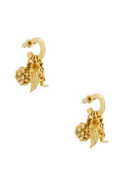 Saint Laurent Saint Laurent YSL Leaf & Mulberry Charm Hoop Earrings