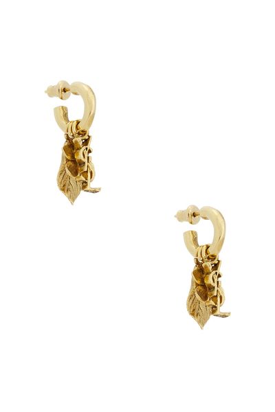 Saint Laurent Saint Laurent YSL Leave & Hydrangea Charm Hoop Earrings