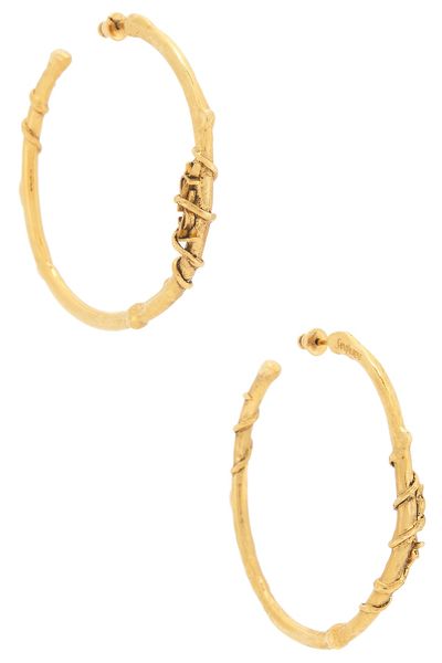 Saint Laurent Saint Laurent YSL Mulberry Wood Hoop Earrings