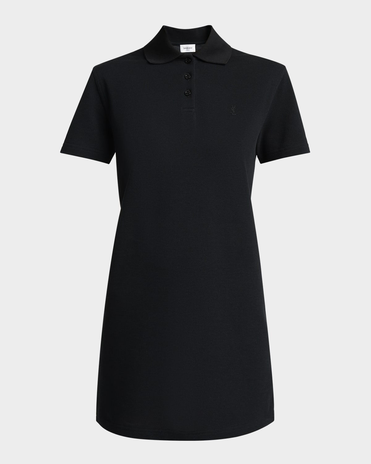 Saint Laurent Short-Sleeve Cotton Pique Mini Polo Dress