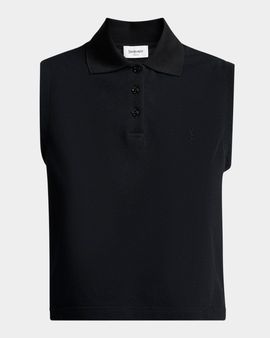 Saint Laurent Sleeveless Pique Polo Shirt