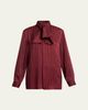 Saint Laurent Striped Silk Jacquard Cassandre Lavalliere Blouse - 1