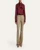 Saint Laurent Striped Silk Jacquard Cassandre Lavalliere Blouse - 2