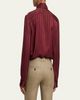 Saint Laurent Striped Silk Jacquard Cassandre Lavalliere Blouse - 3