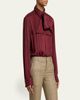 Saint Laurent Striped Silk Jacquard Cassandre Lavalliere Blouse - 4