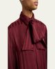 Saint Laurent Striped Silk Jacquard Cassandre Lavalliere Blouse - 5