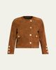 Saint Laurent Suede Collarless Short Jacket - 1