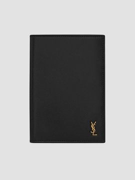 Saint Laurent Tiny Cassandre Passport Holder in Smooth Leather