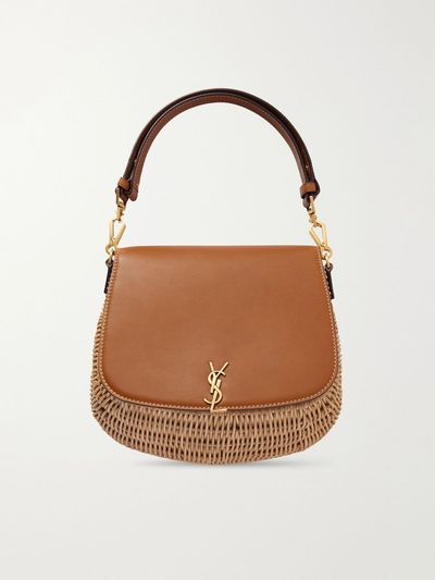 SAINT LAURENT Voltaire Top Handle leather-trimmed bamboo shoulder bag