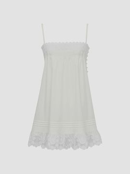 Saint Laurent Women's A-line Dress in Embroidered Cotton Poplin