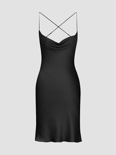 Saint Laurent Women's Backless Cowl Dress in Silk Satin