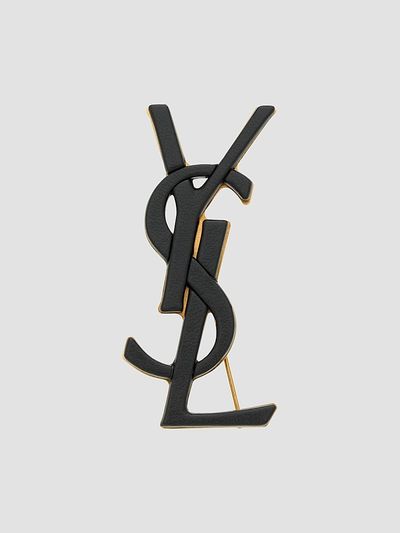 Saint Laurent Women's Cassandre Brooch in Leather