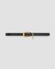 Saint Laurent Women's Cassandre Charm Elongated Buckle Thin Belt in Leather - 2